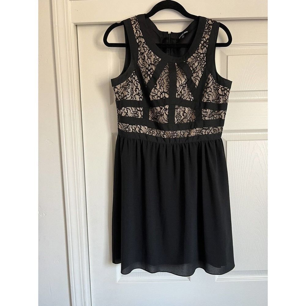 Gianni Bini Black Lace & Ribbon Bodice Cocktail Evening Dress Womens Size 10
